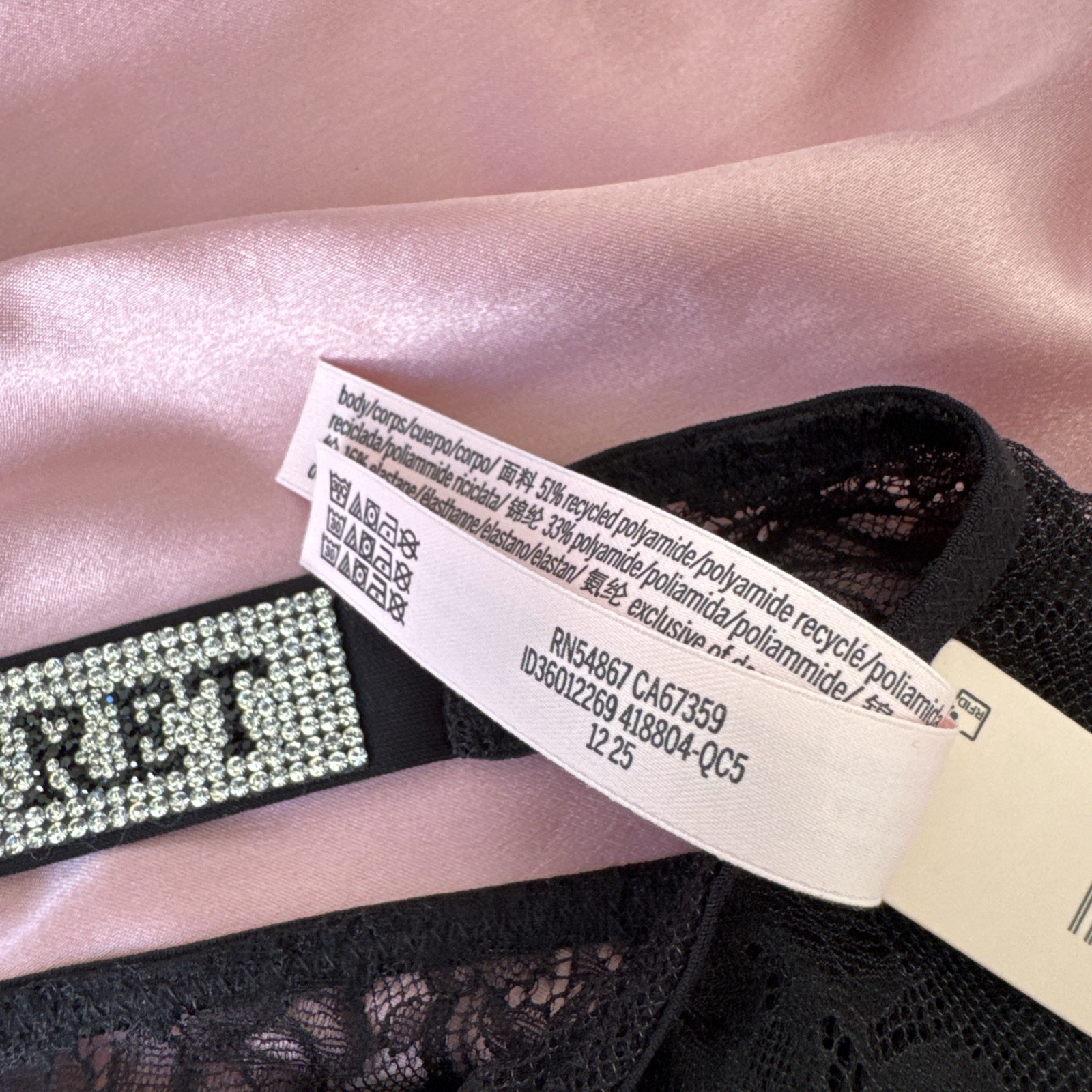 VICTORIA’S SECRET S BLACK RHINESTONE BLING OPEN BOTTOM BRAZILIAN PANTIES NWT