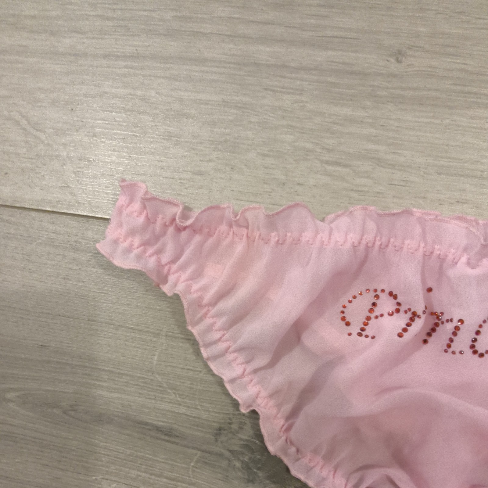 BNWOT Vintage Ann Summers Pink Chiffon & Diamonte Princess Panties Sz Mdm 10-14