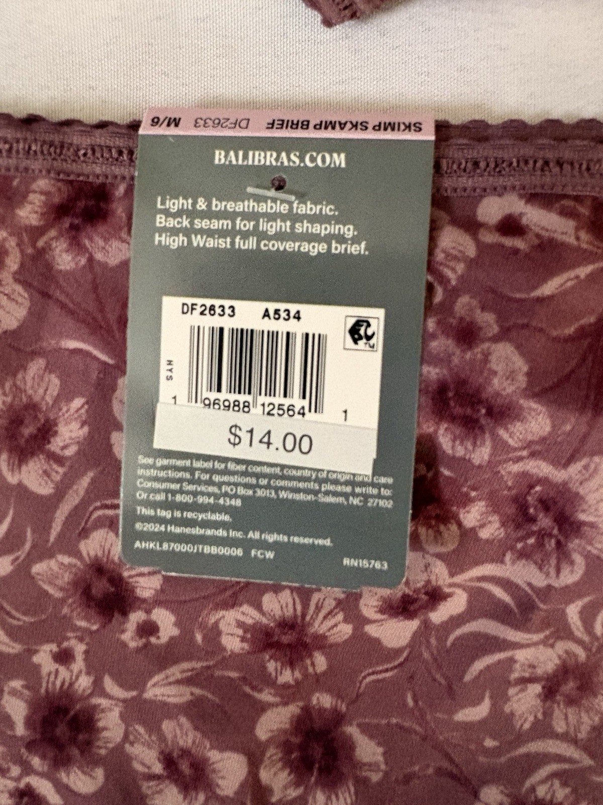 NEW Bali Skimp Skamp Brief Panties DF2633 Multicolor 2 Pair Women’s Size Medium