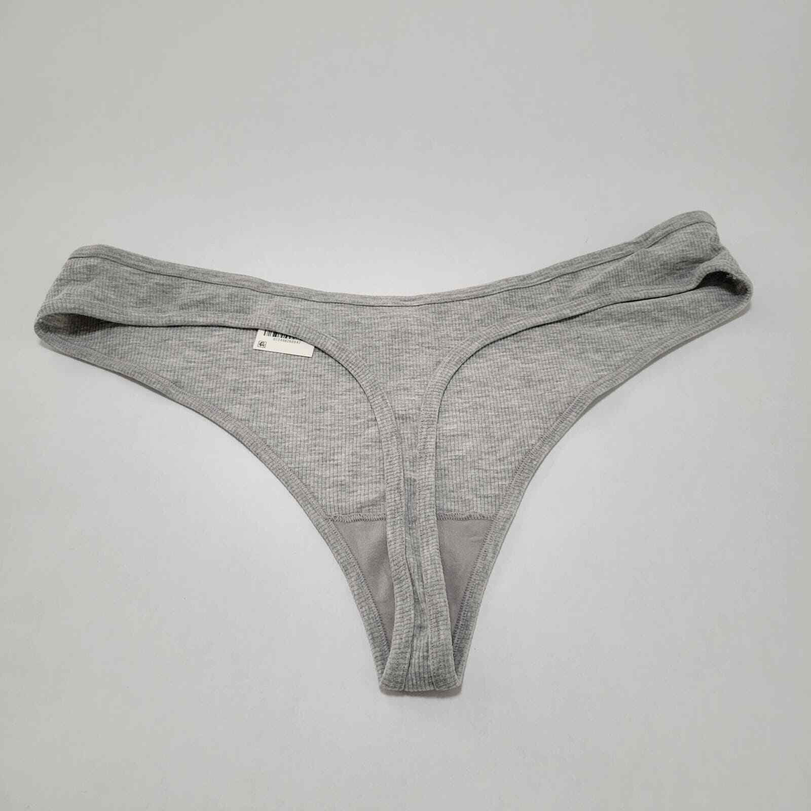 Jenni Women’s Ribbed Thong Panty, Sleep Grey Heather NWT XXXL