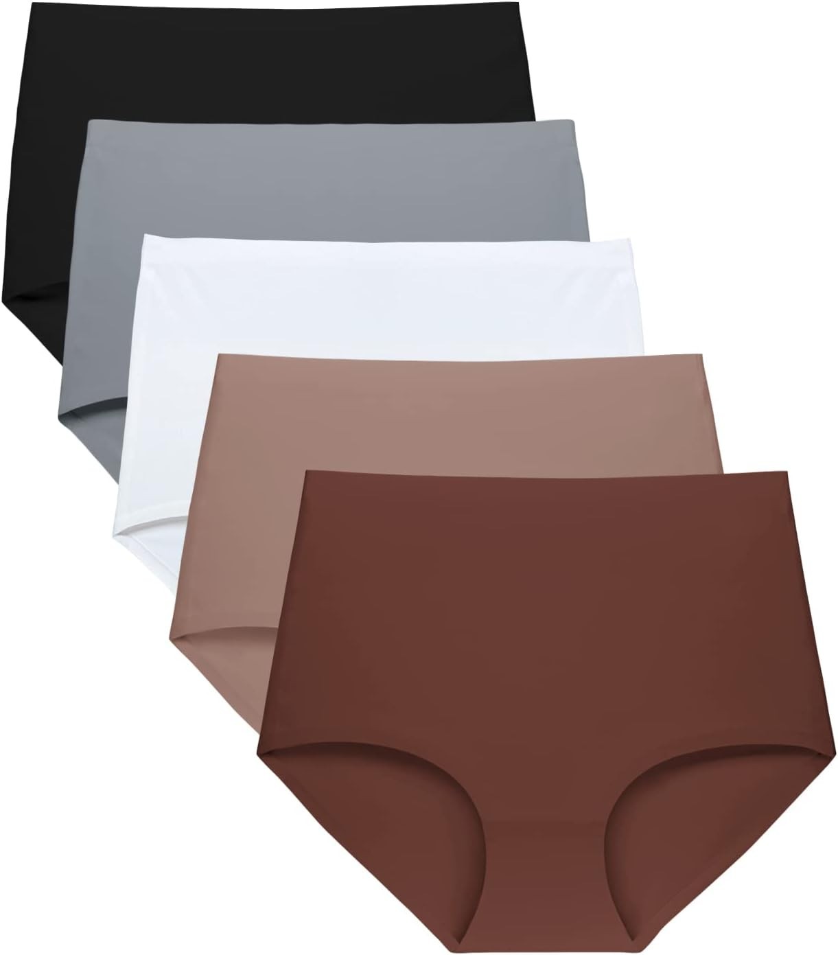 No Show High Waist Briefs – Seamless Women’s Underwear Multi Pack, 5 Count