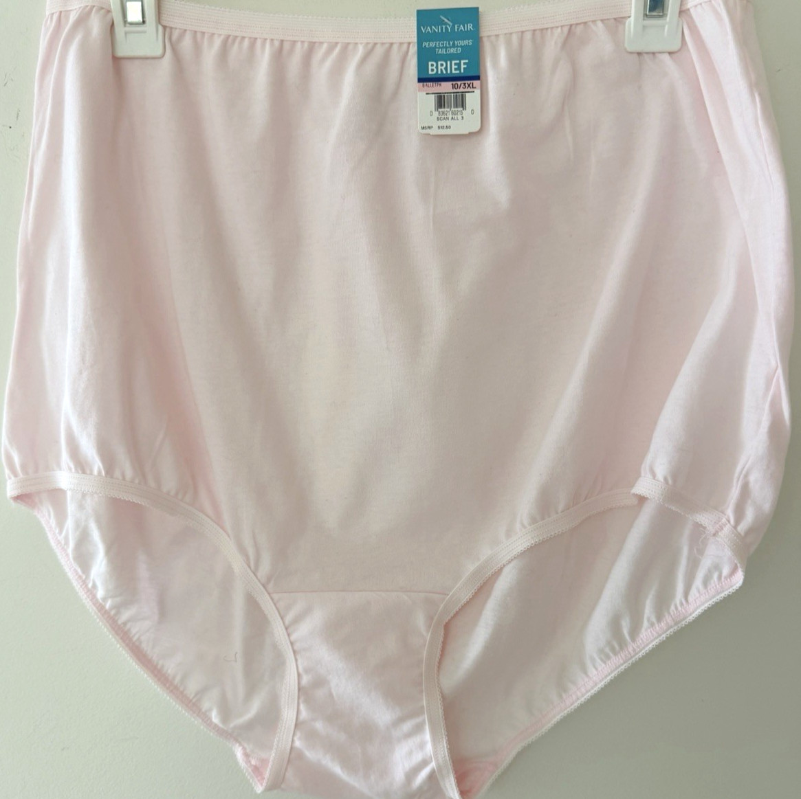 Vanity Fair Perfectly Yours Tailored Cotton Brief 15318 Pink/YellowY 10/ 3XL NWT
