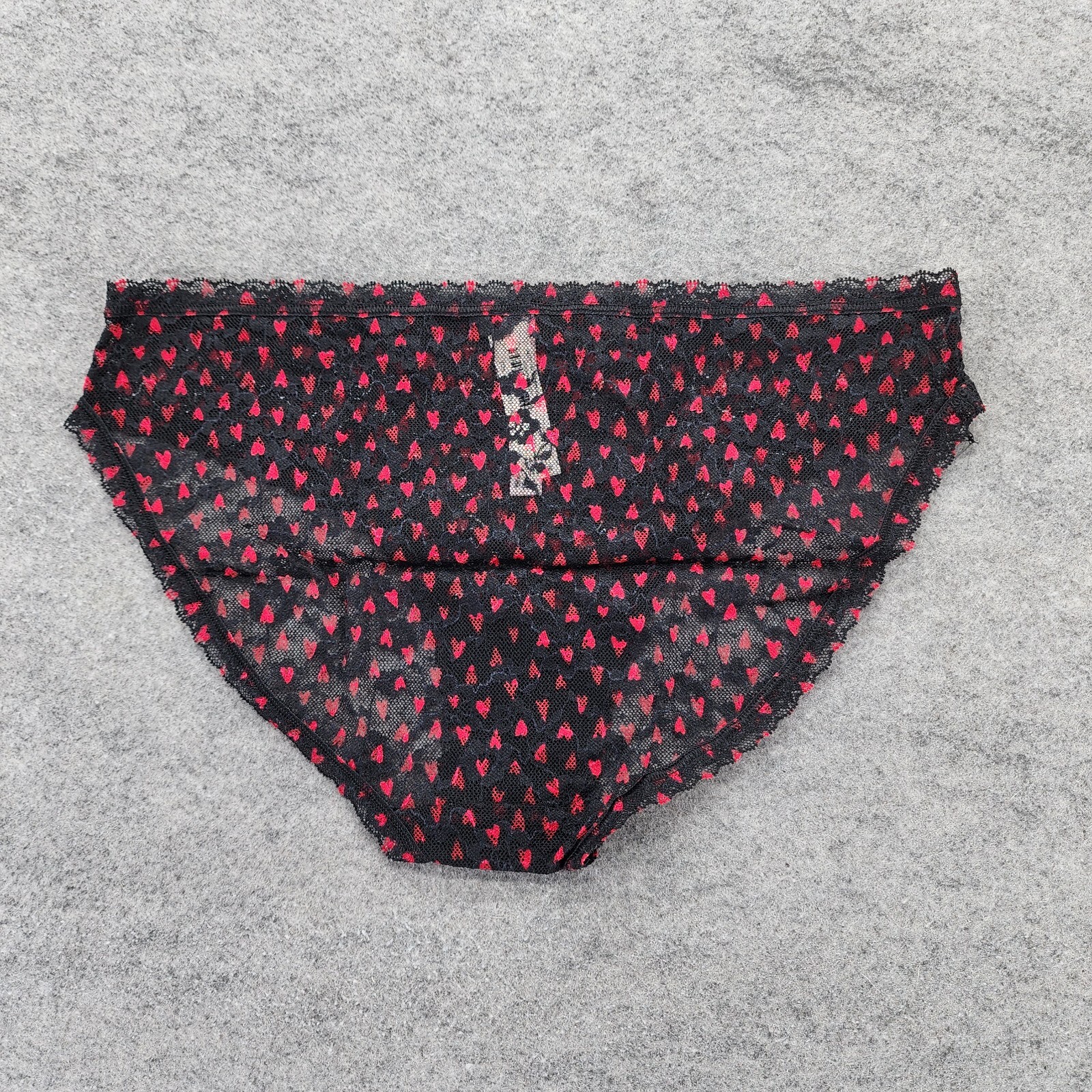 Victoria Secret Panties Womens Large Bikini Black Lace Red Hearts