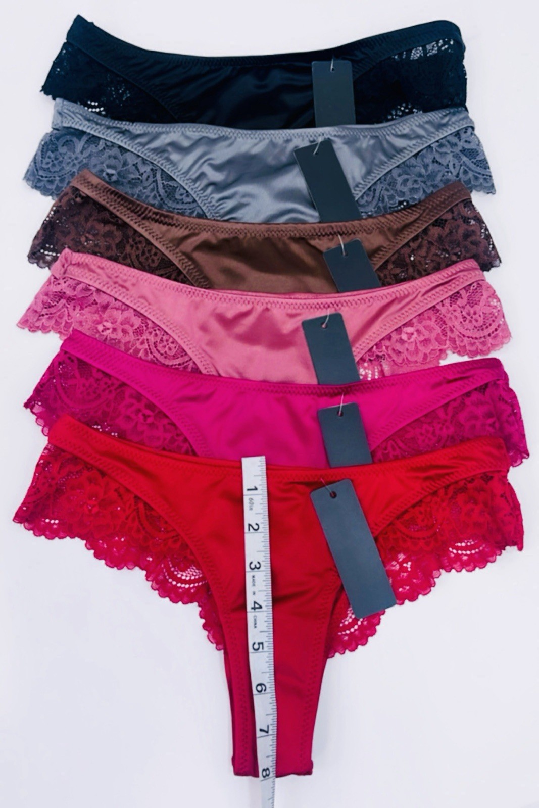 6 Pcs Lot Womens Sexy Satin Thongs Panties Silky Shiny G-string Underwear Sz S