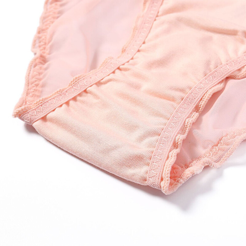 Cute Mesh Underwear Women Sexy Lace Low-waist Pantie Perspective Triangle Pants.
