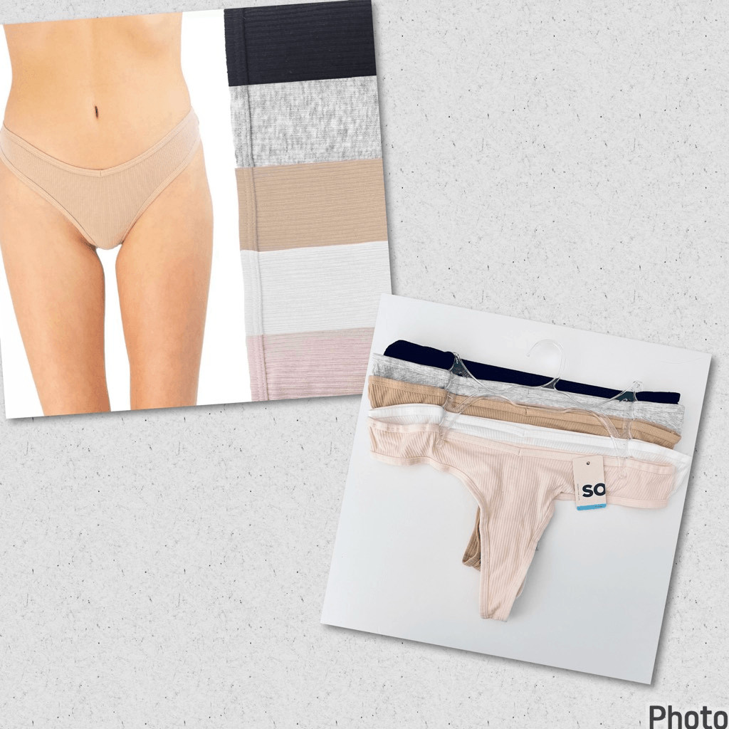 NWT 5 Pack SO L Gorgeous Pink,white, tan, grey & Black Ribbed Panty Set