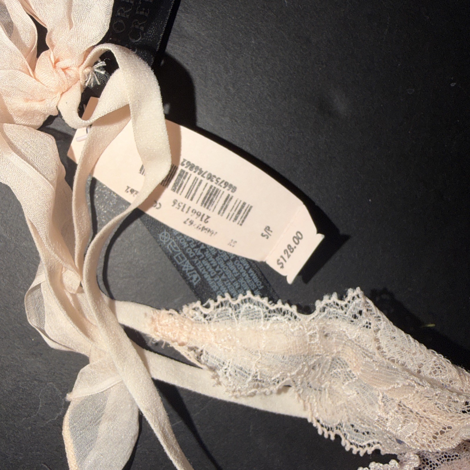 Victoria’s Secret Designer Collection S THONG+XS/S GARTER Belt PINK Beige Ruffle