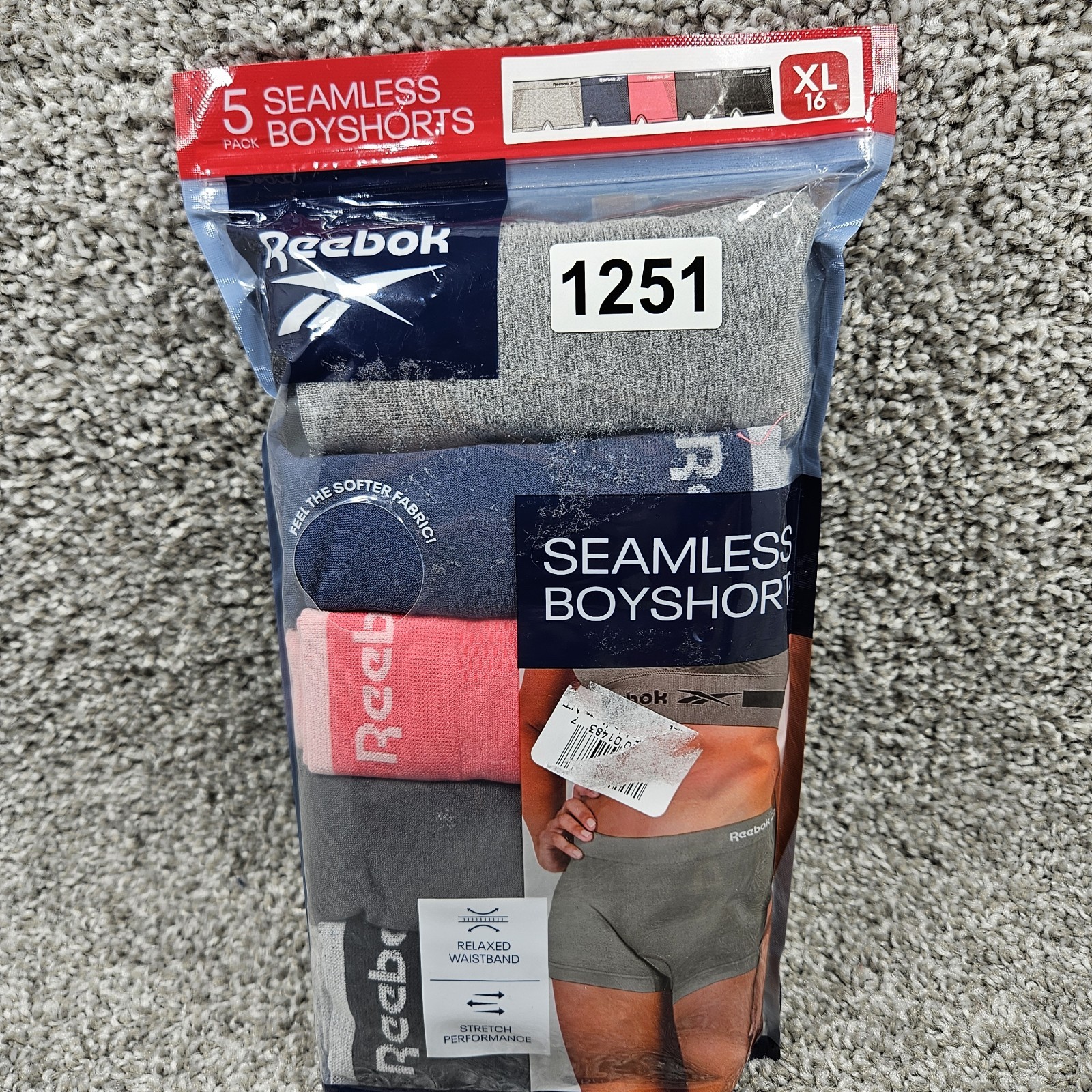 Reebok Seamless Boyshorts Underwear Womans Size XL-16 5 Pair Mixed Colors Soft