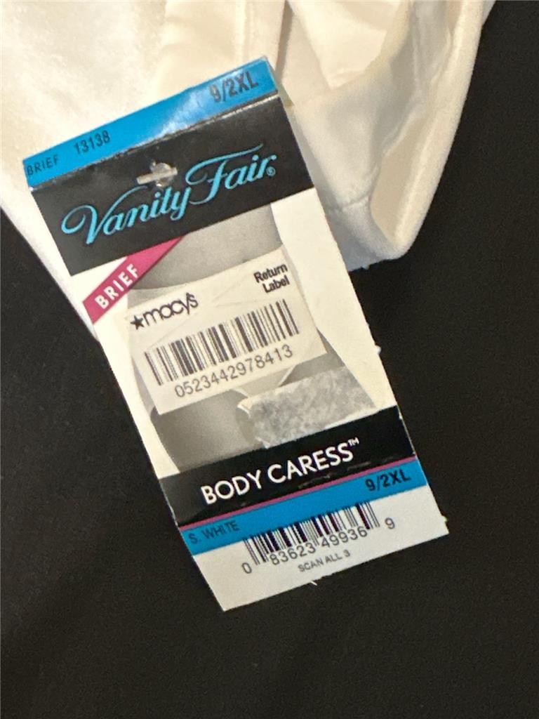 Vanity Fair Body Caress 13138 Silky Smoothing Brief Panty Panties White SZ 9 2XL
