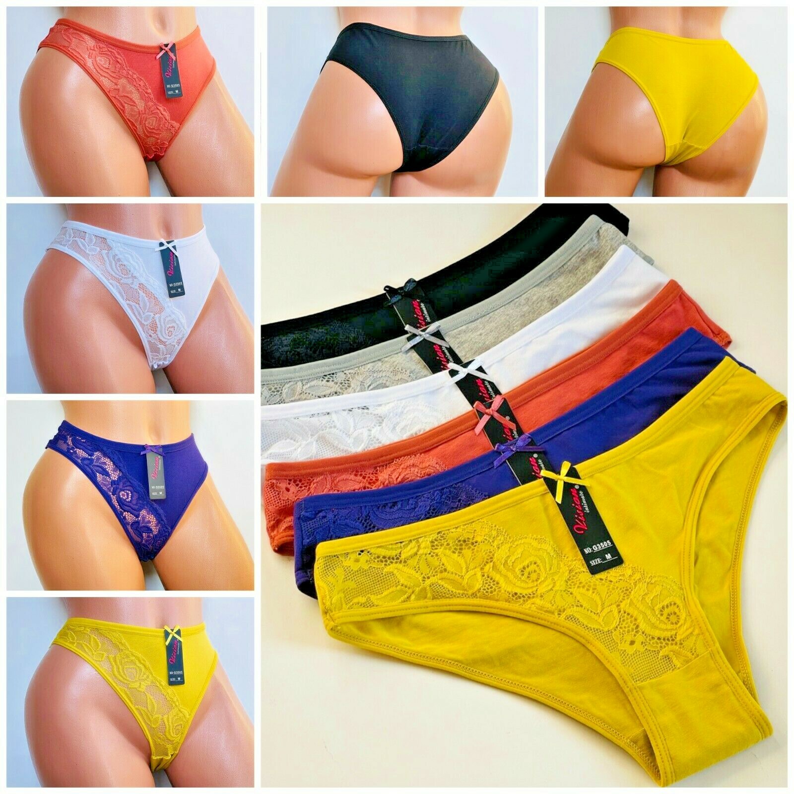 6-12 BIKINI Cheeky HI-CUT LONG LEG Panties Undies 95% COTTON UNDERWEAR 3505 S-XL