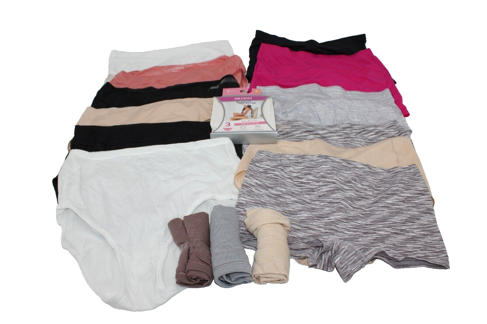 Bali/Gildan Underwear Lot of 15 Pairs High-Cut (Size 6) Boyshorts NEW Multicolor