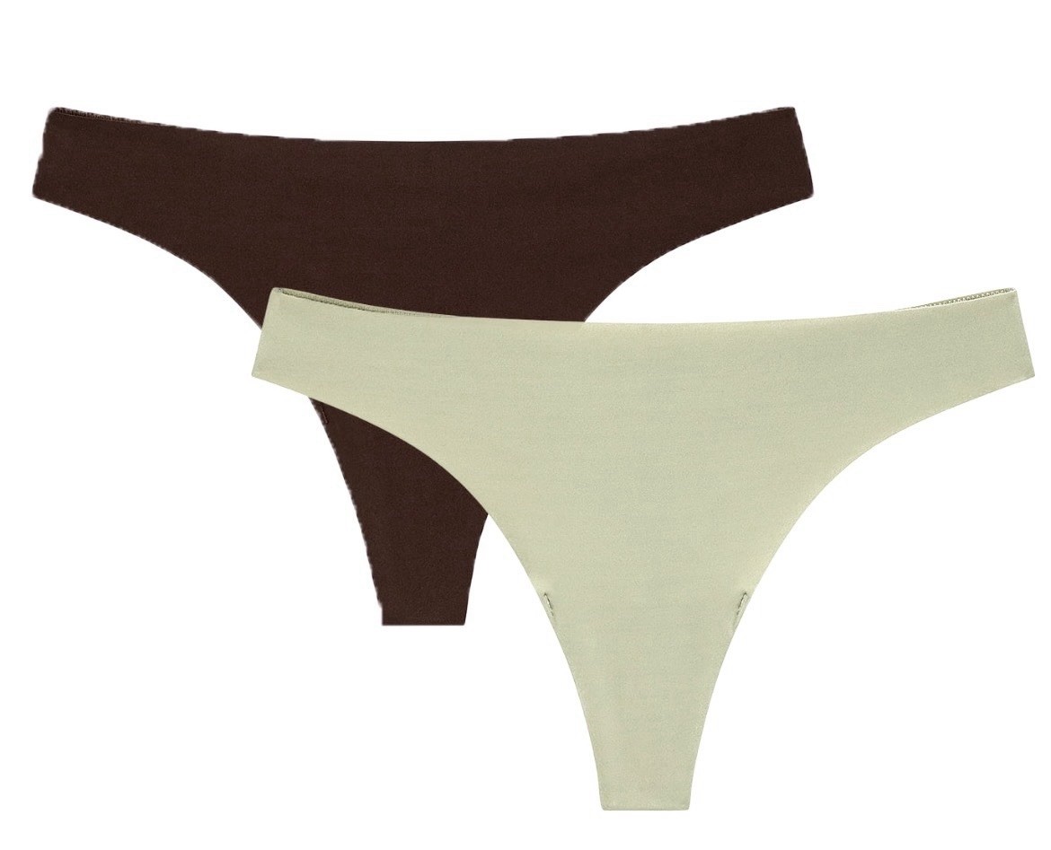 Joyspun Bonded Micro Mesh Thong Underwear Panties 2 Pack NWT Cilantro Espresso