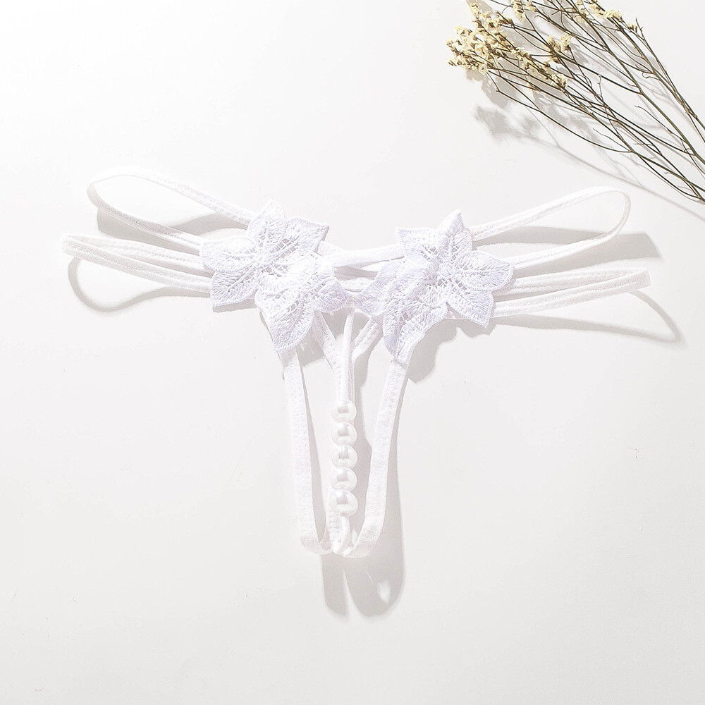 Sexy Panties Ladies Thong Transparent Temptation Pearl Massage Open File Brief