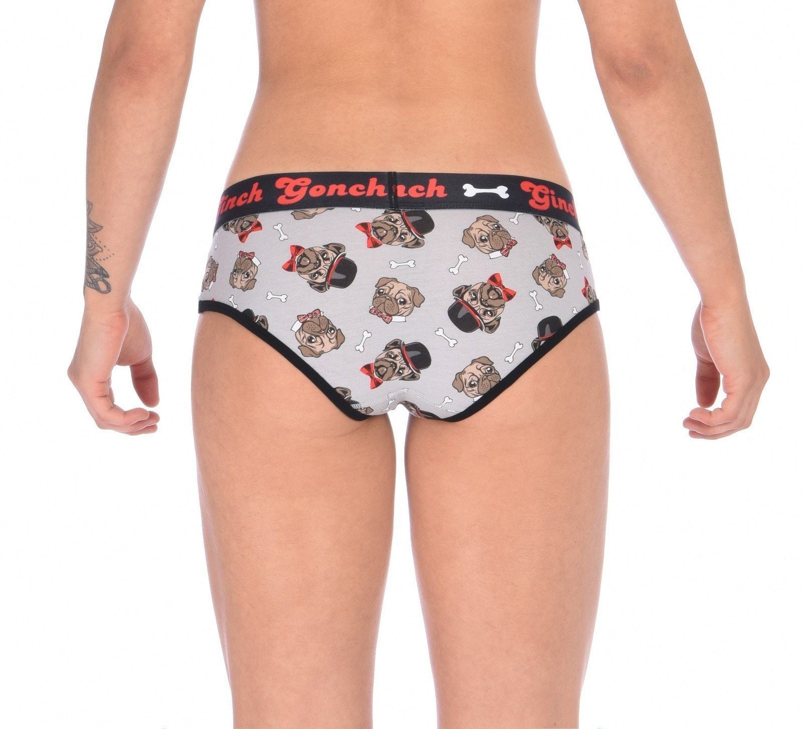 Ginch Gonch Women’s Pug Life Dog Print Briefs Cotton Stretch NWT