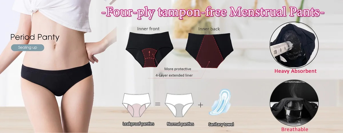 5pc Leak Proof Menstrual Panties Period Underwear Waterproof Briefs Women Set
