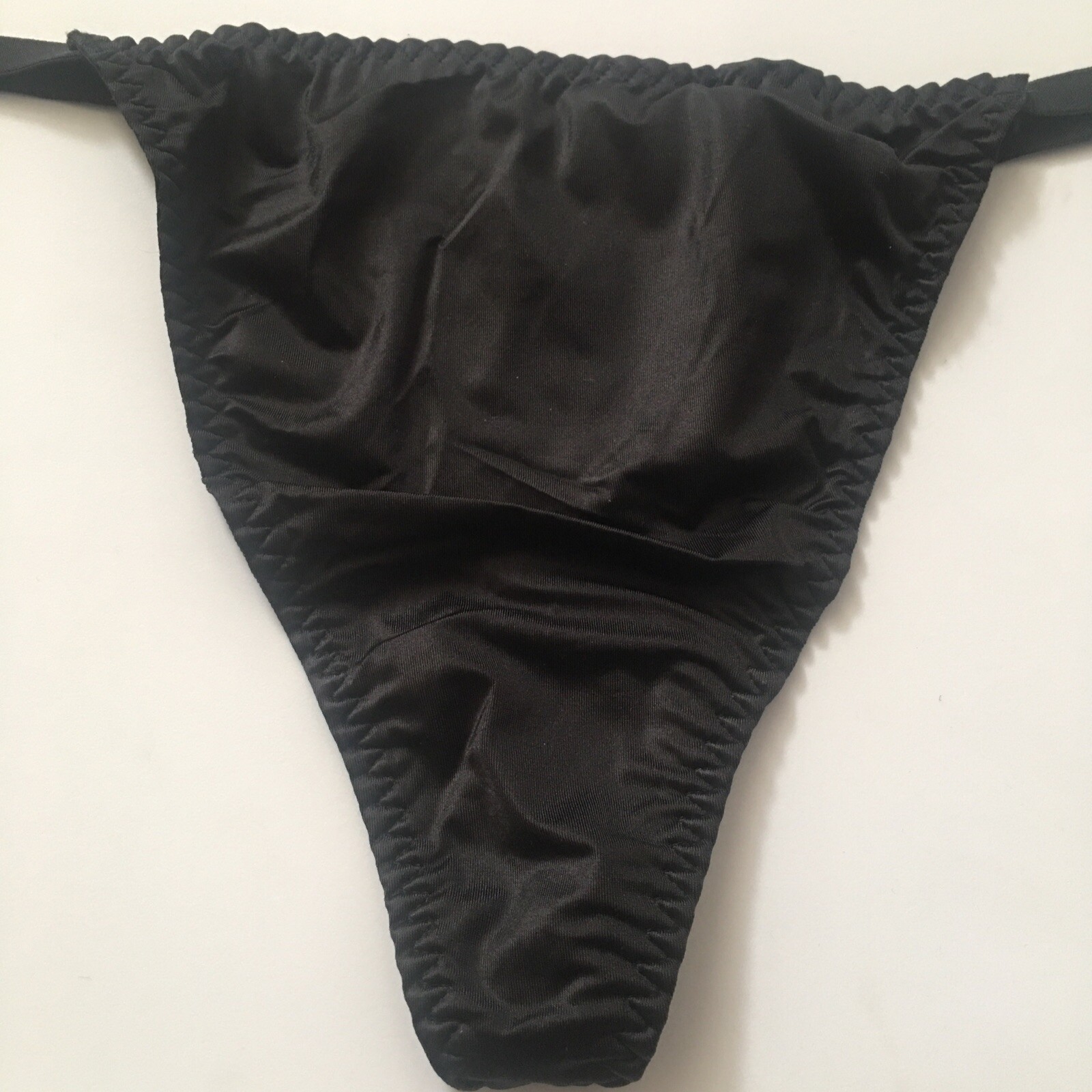 Victorias Secret Sexy Black V-String Thong Panties XS-L-XL Silky Solid Front