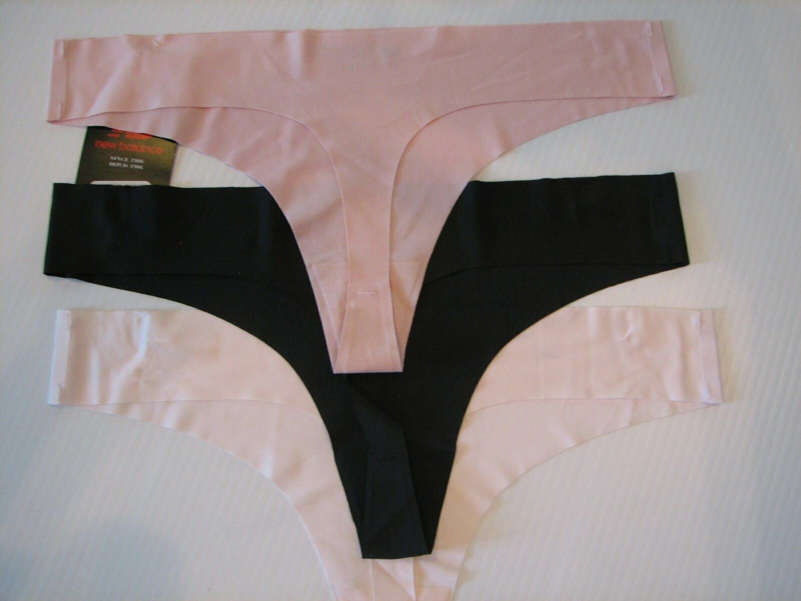 New Balance Laser Cut Thong Underwear 3 Pair Women’s L Sporty Blush Pink Black