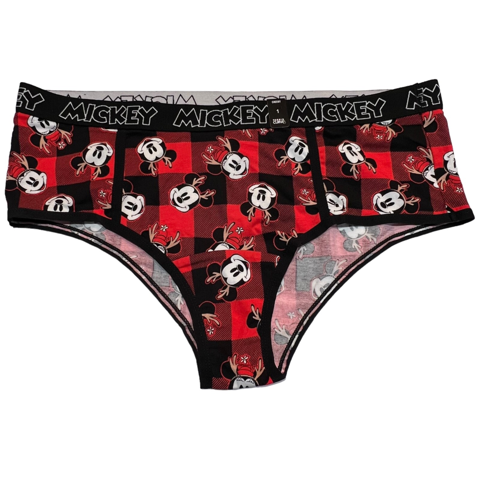 NWT TORRID Cheeky Pantie Sz 1X-4X-6X Red Black Mickey Mouse Christmas