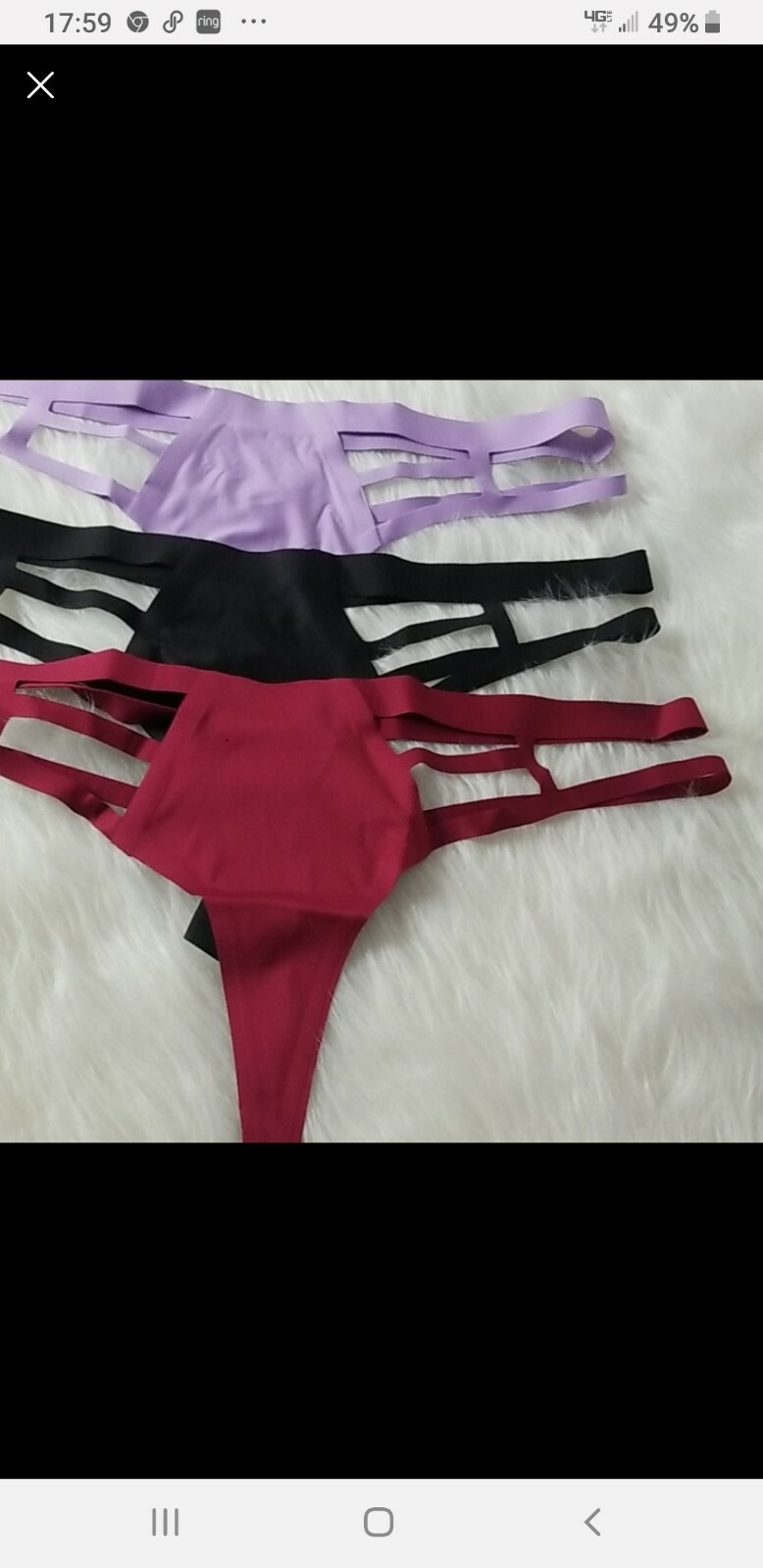 WOMENS SEXY THONGS ANDIE 3 PIECE SET. 1 BLACK,1 LILAC, 1RED BY JO JOE