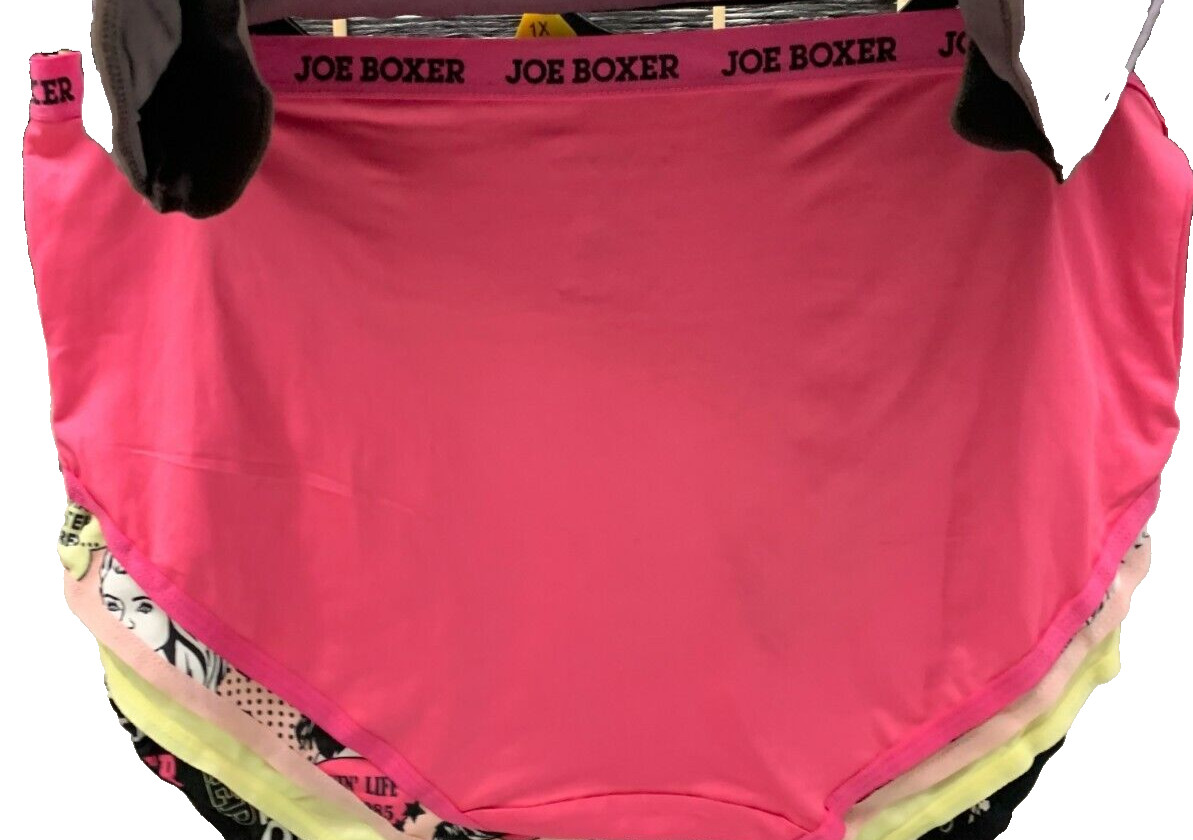 Joe Boxer Plus 1X Assorted Logo Elastic Waistband Tag Free Hipster Panties-5Pk