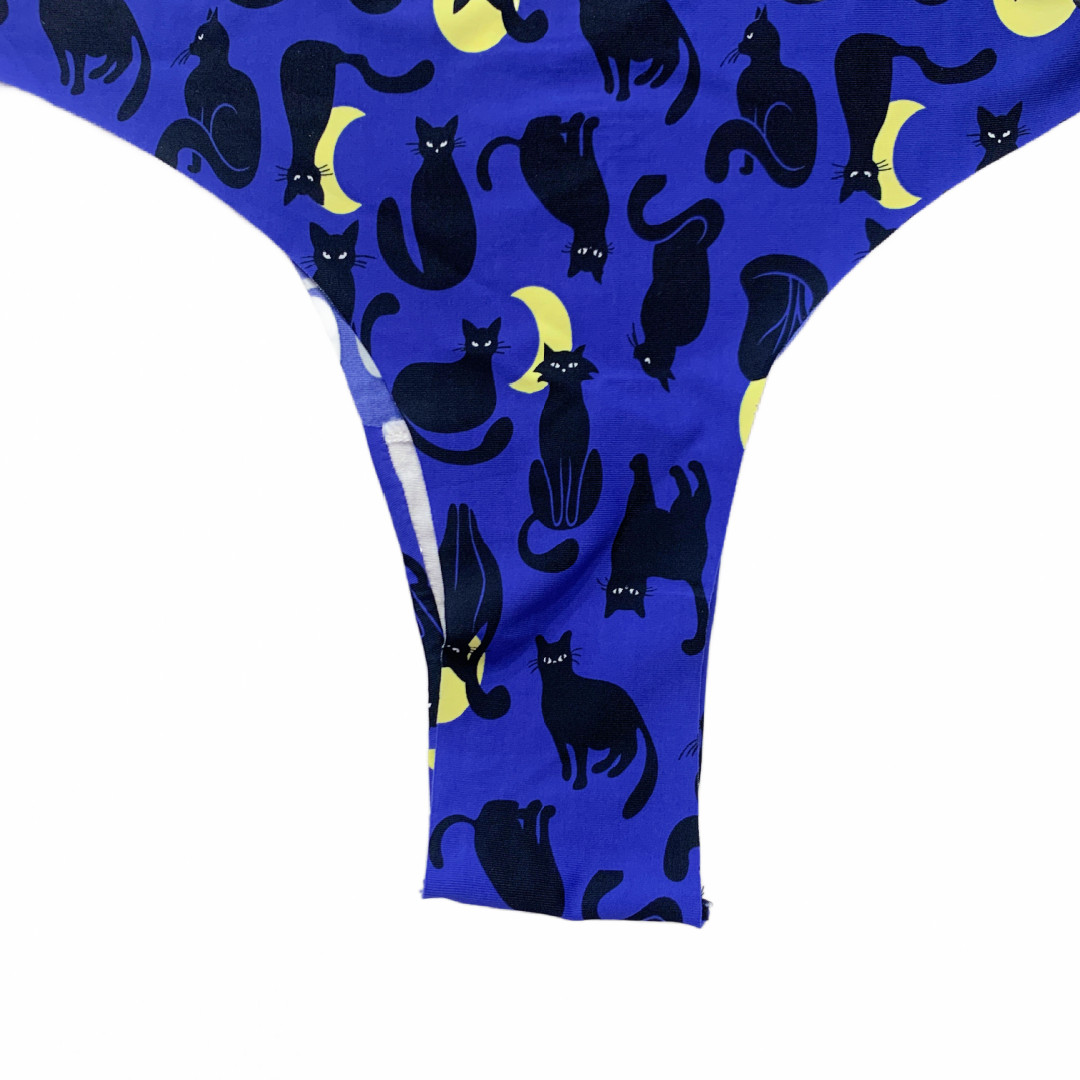 Splendies No-Show Thong Panties Halloween Black Cat 2X Laser Cut Tagless NWT