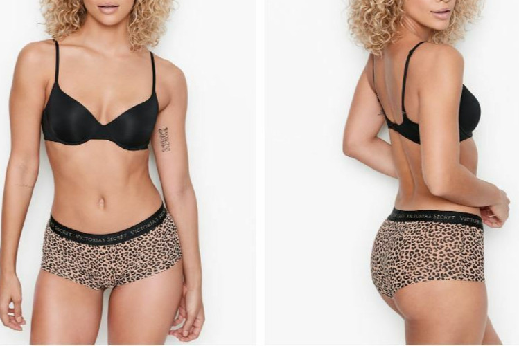 Victorias Secret Leopard Animal Boyshort Shortie Panties Size XL Logo Waistband