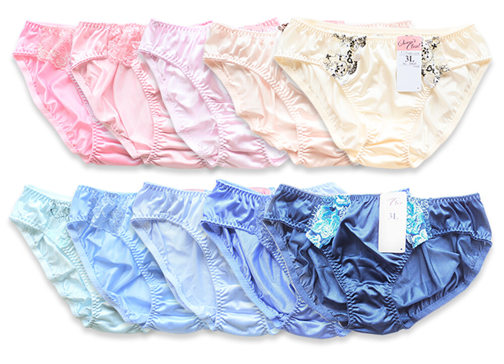 Lot 5 10 Women Tricot Nylon Shiny Lace Panties Assorted Underwear M, L, XL, 2XL