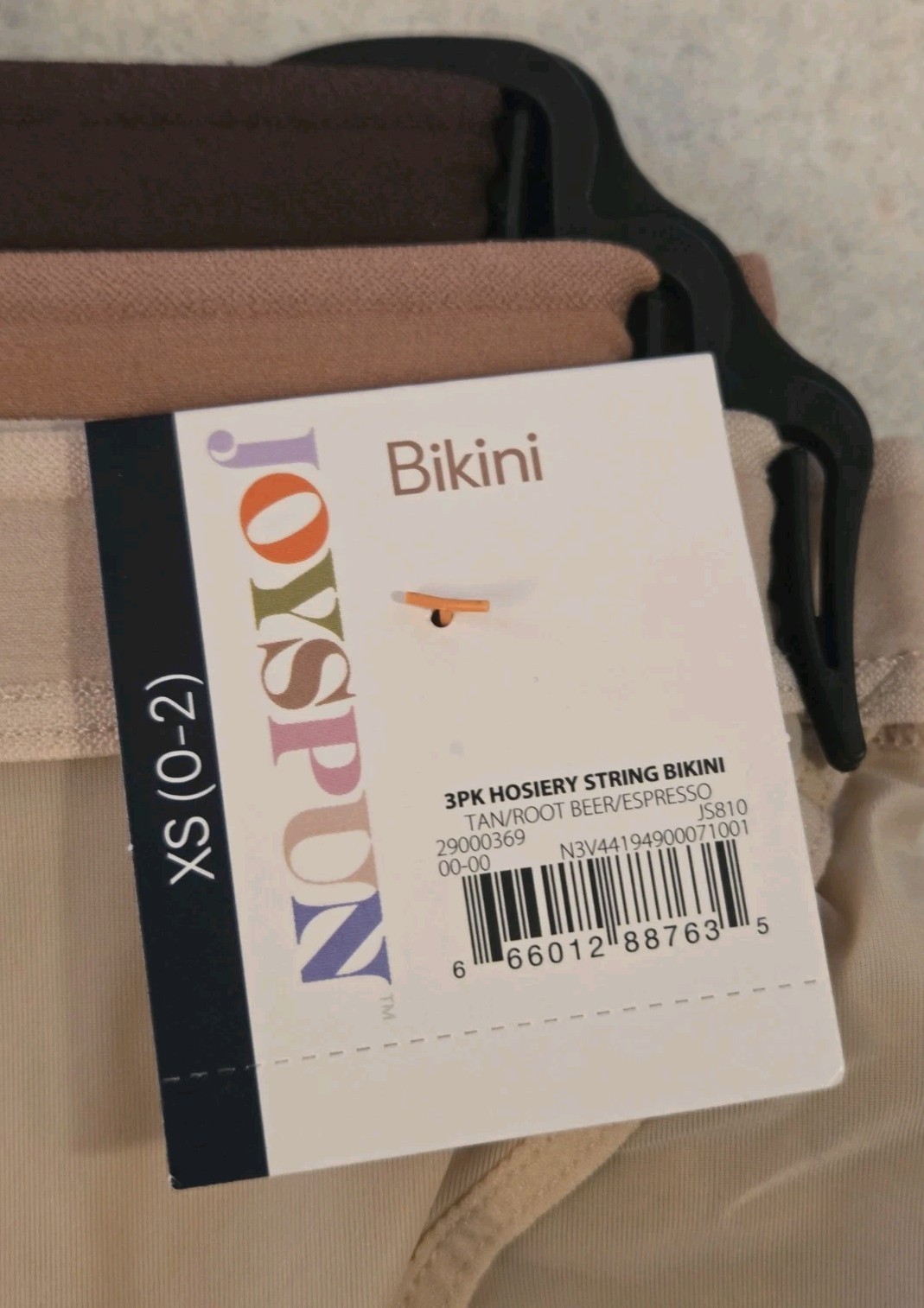 Joyspun Women’s XS 0-2 Hosiery String Bikini Panties 3-PACK Beige Brown #10726