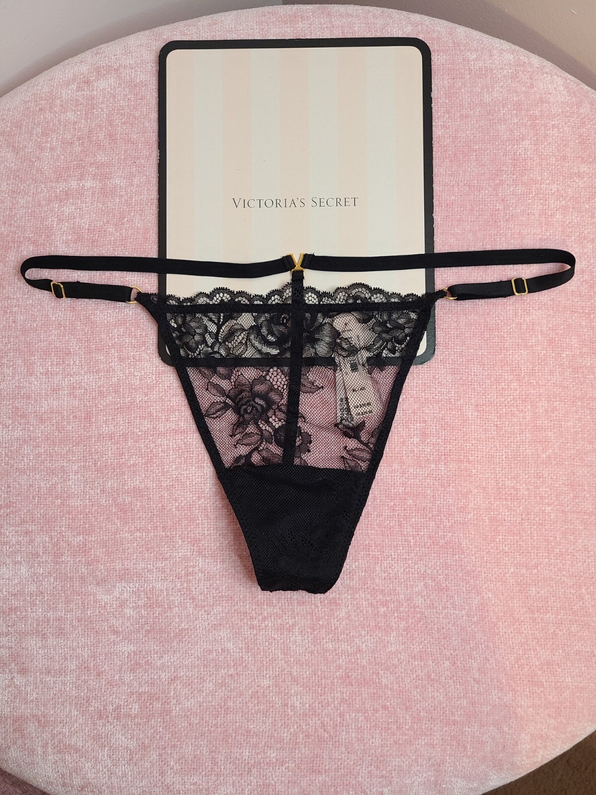 NWT Victoria’s Secret V-hardware Lace Adjustable Strap V-string Thong XL
