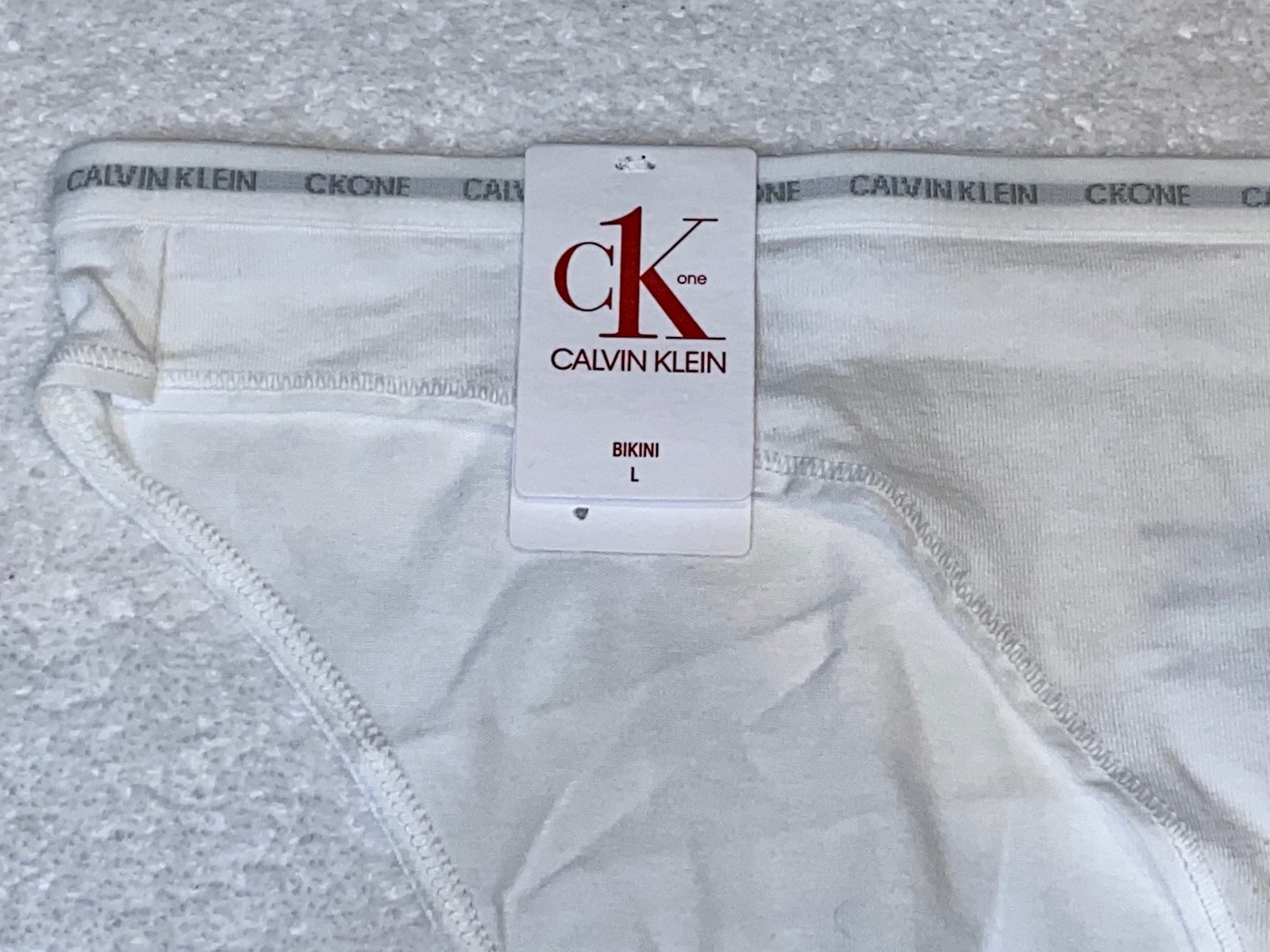 CALVIN KLEIN CK One Cotton White Grey Bikini Panty NEW Womens Sz S M 6 L 7 XL 8