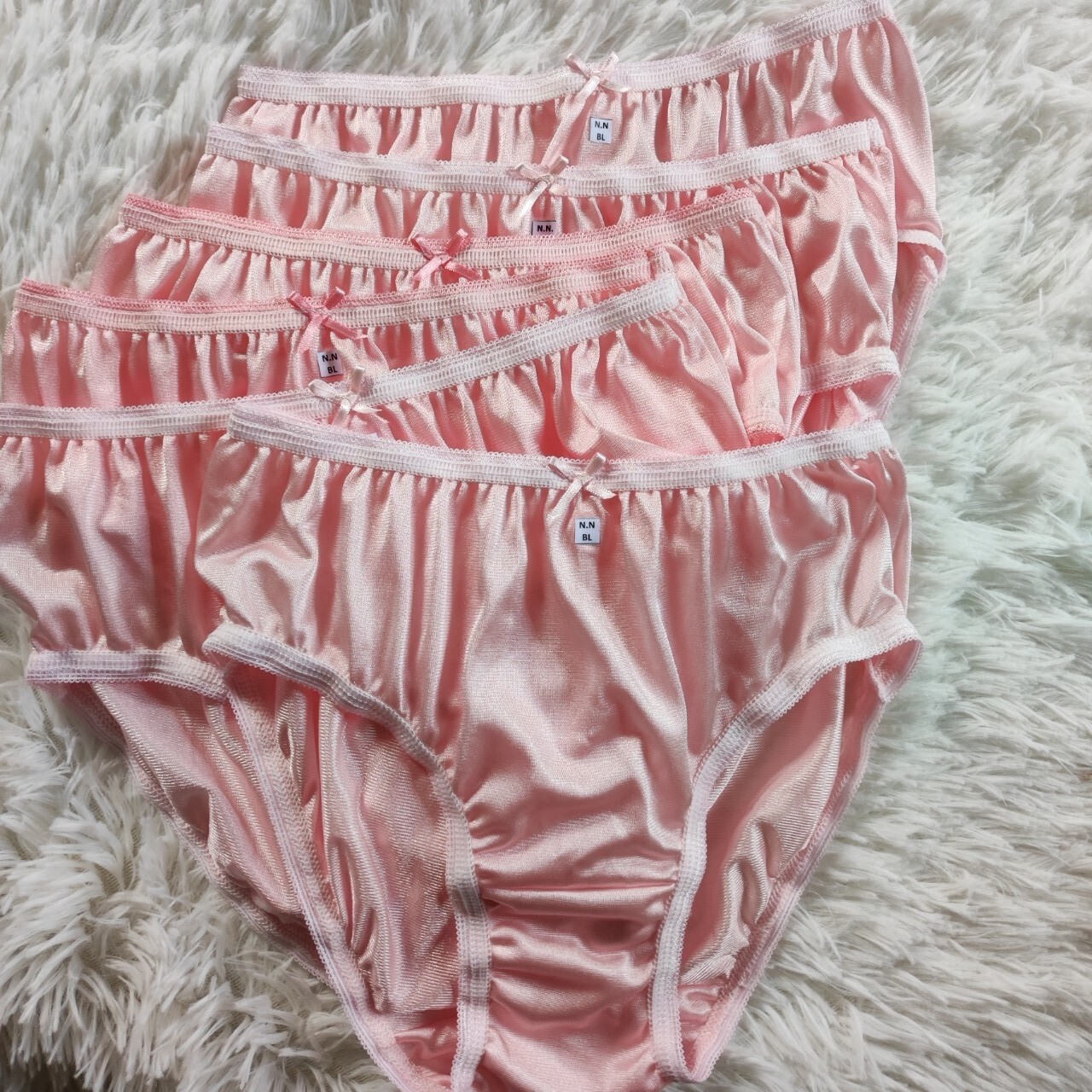 6pcs Pink Bikini L Smooth Underwear Premium Nylon Woman Soft Silky Hip 34″-38″