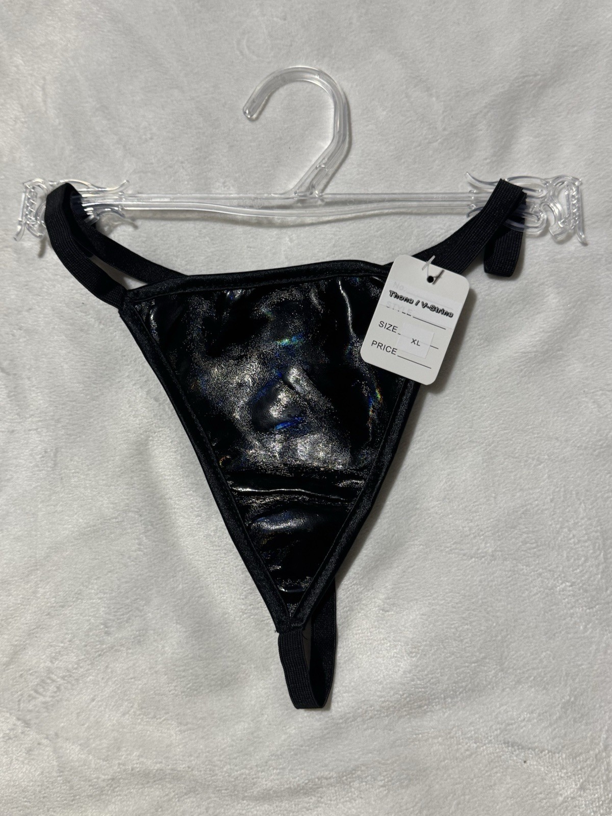 New Women’s Black Faux Leather G-String Thong – Shiny Patent Lingerie XS 4XL 6XL