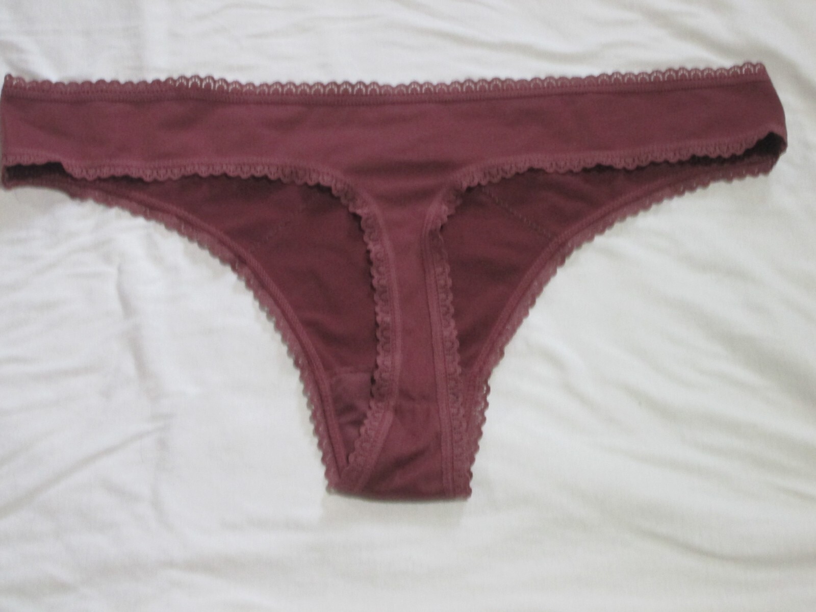 Auden Ladies’ thong-SZ XL-NWOT-1 PR-PLUM MICROFIBER WITH lace trim