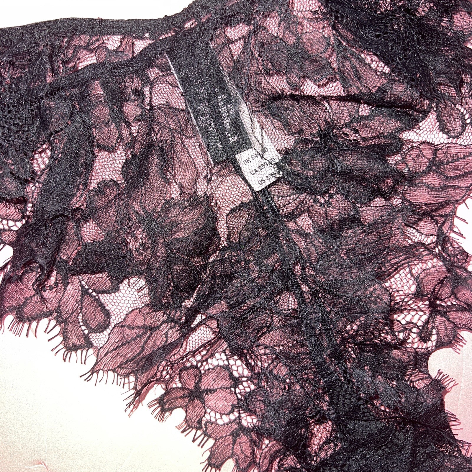 Victoria’s Secret L Panty Brazilian Slip BLACK LACE floral VERY SEXY