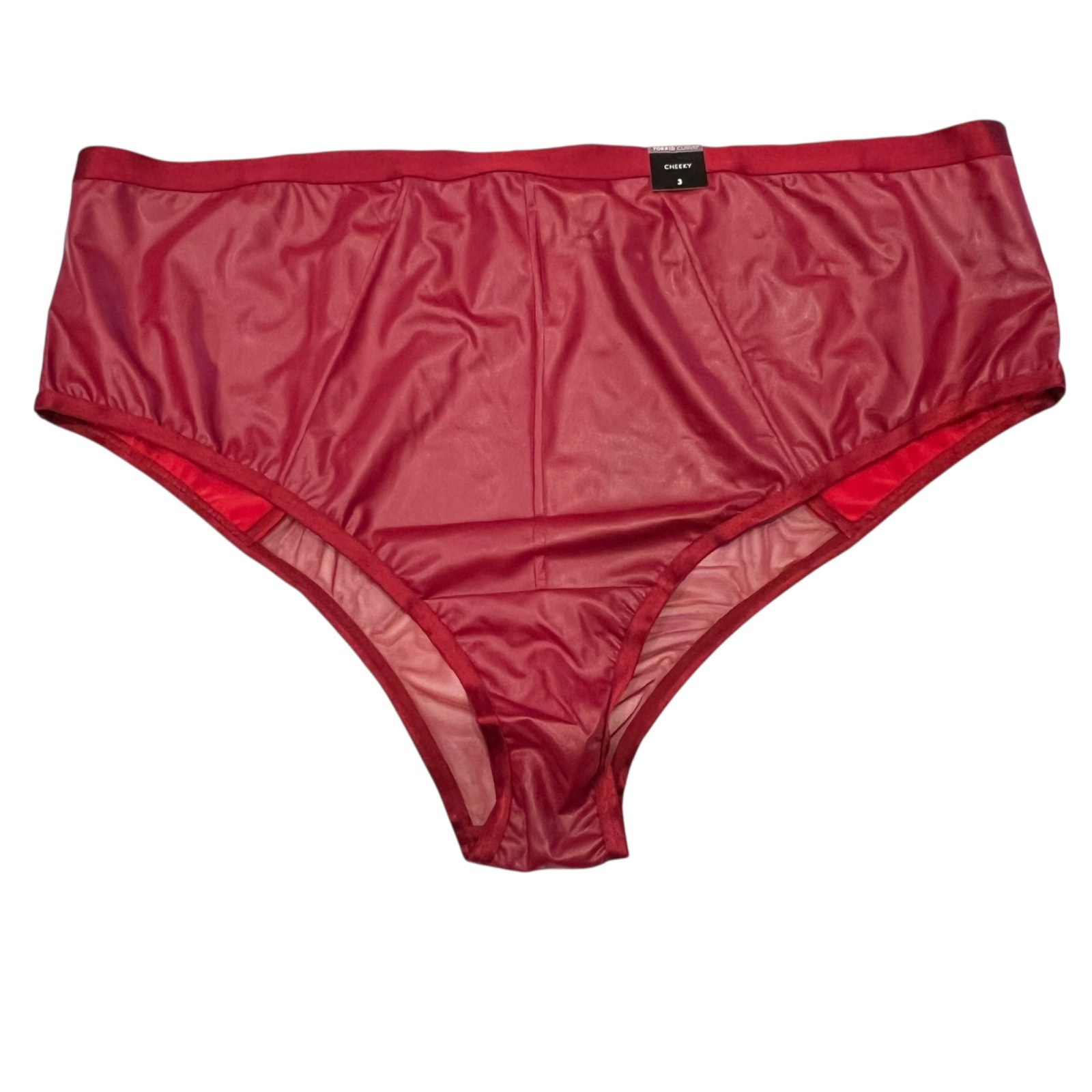 NWT TORRID Cheeky Pantie Sz 0X-1X-2X-3X-4X Red Pleather Mesh