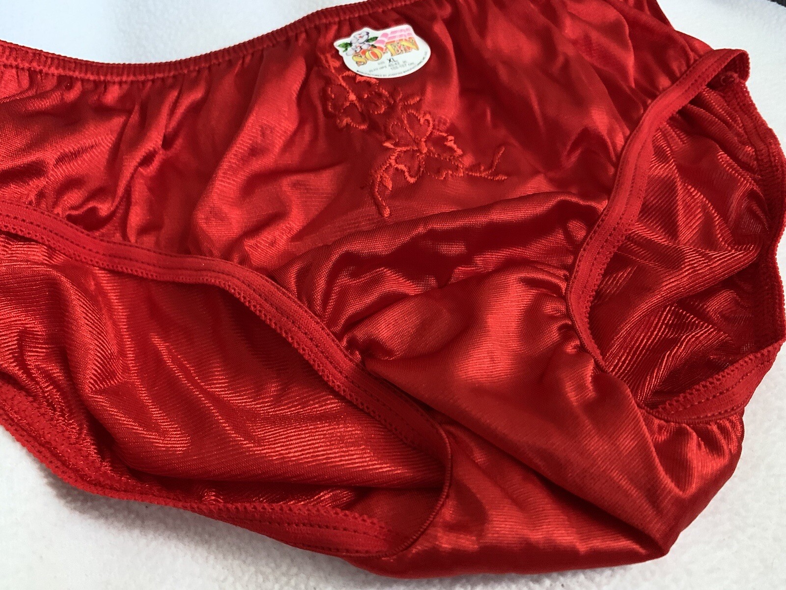 Nwot 100% Nylon Red brief panties XL With Nylon Satin Gusset