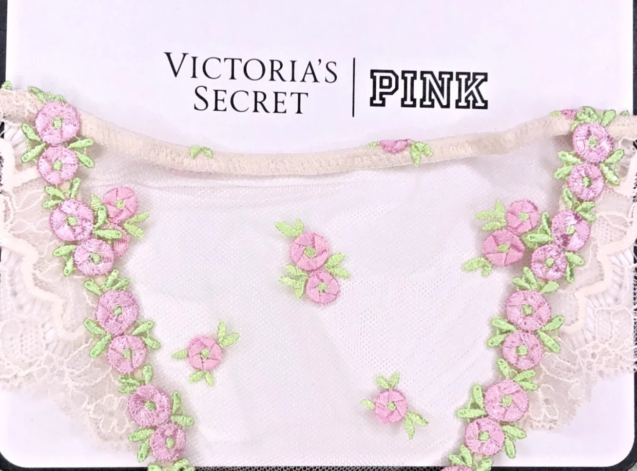 Victoria’s Secret Dream Angels NWT Large Rosebud Embroider Thong Panty Sexy