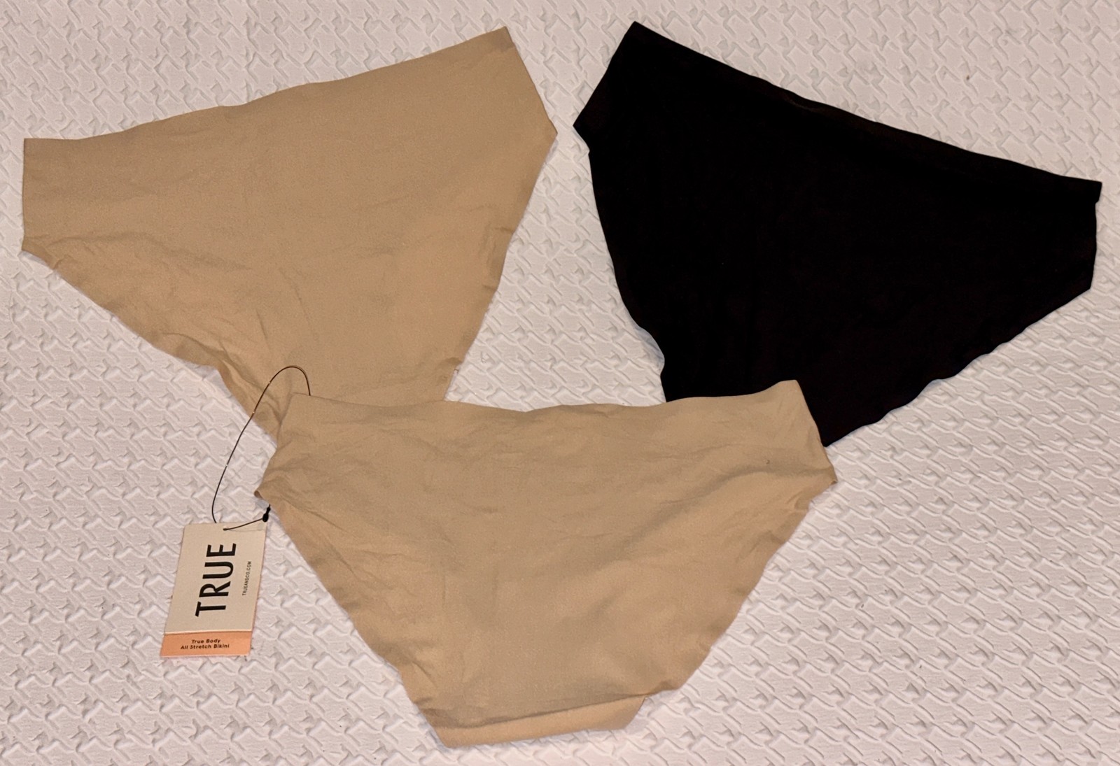TRUE AND CO Body 3 Pk Nude Black All Stretch Bikini Panty Womens O/S fits XL-3X