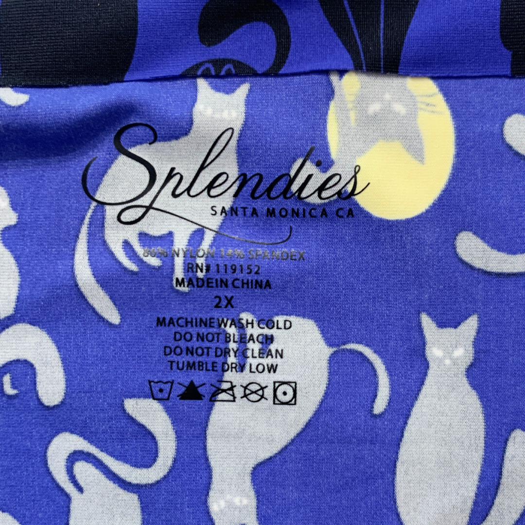 Splendies No-Show Thong Panties Halloween Black Cat 2X Laser Cut Tagless NWT