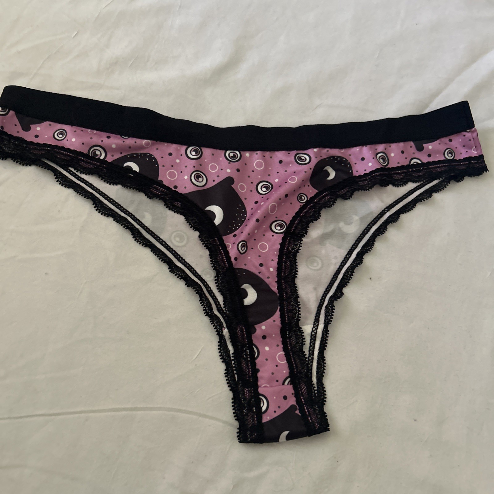 Morvia Halloween Emo Goth Punk Biker Eye Panties Underwear Lace Plus Size Medium
