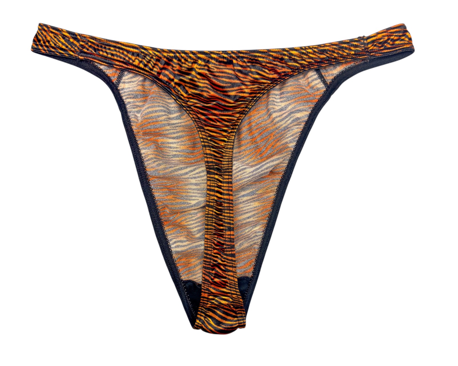 Second Skin Satin Thong Tiger Print 2XL