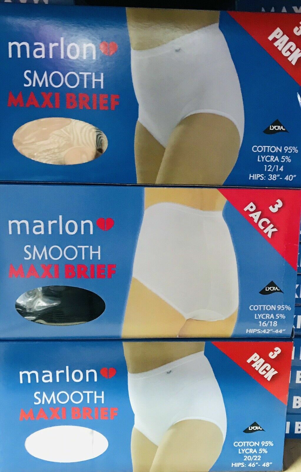 Ladies Designer Marlon Lycra Full Brief Maxi Briefs Smooth Knickers Pack 3 UK
