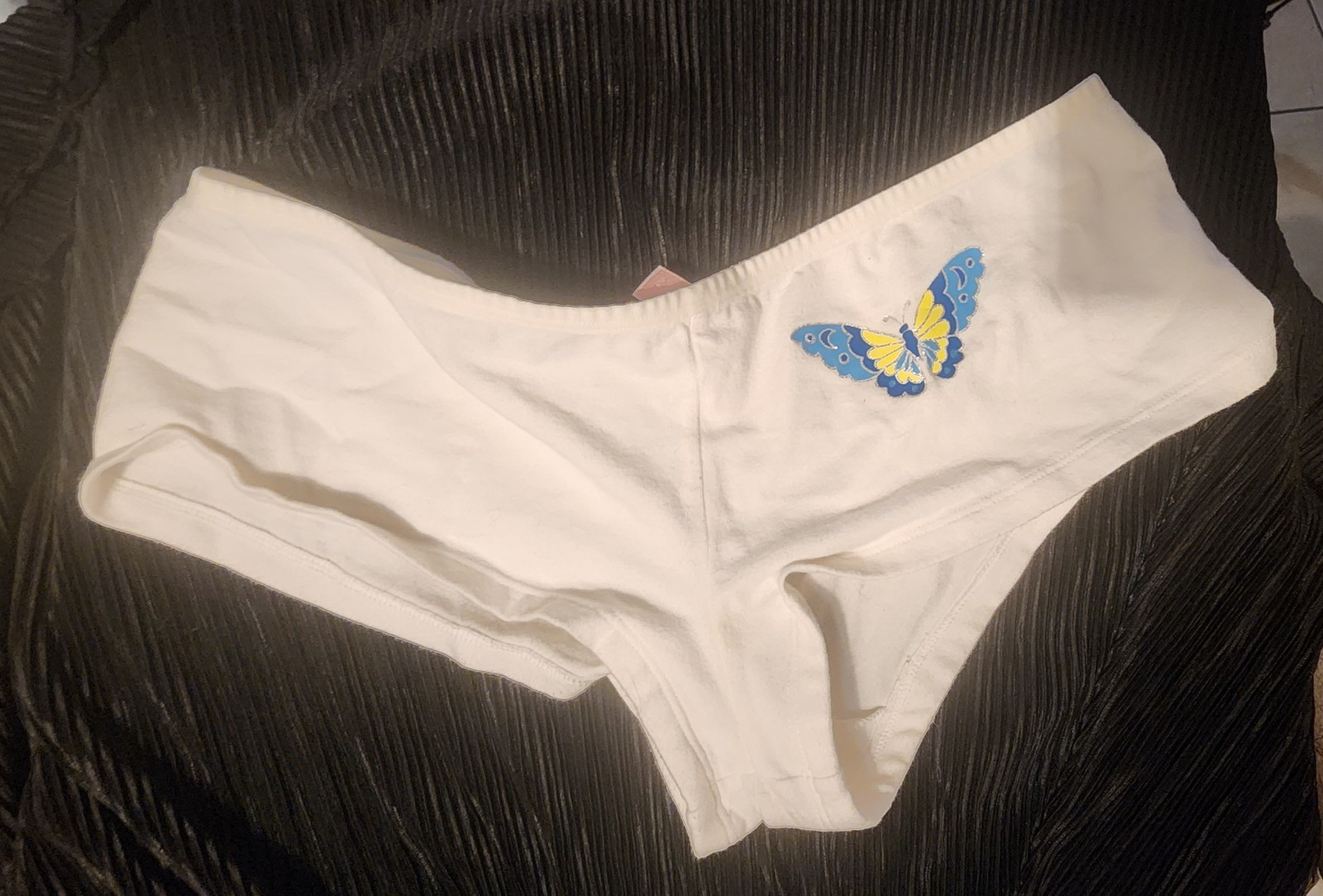 NWOT VICTORIA’S SECRET 2002 Med Neon Butterfly BOY BRIEF PANTIES Bling backside