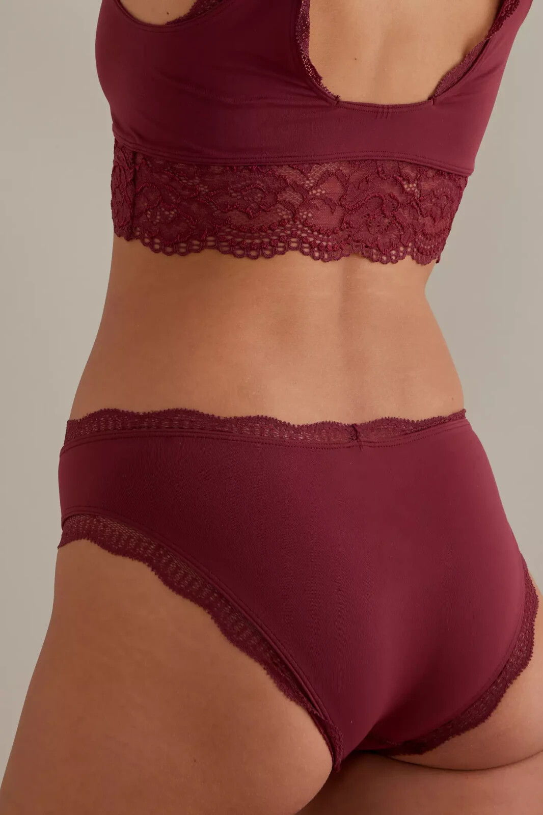 Anthropologie Seamless Lace-Trim Panty Knickers, Wine Red, XXS – XS , RRP $44