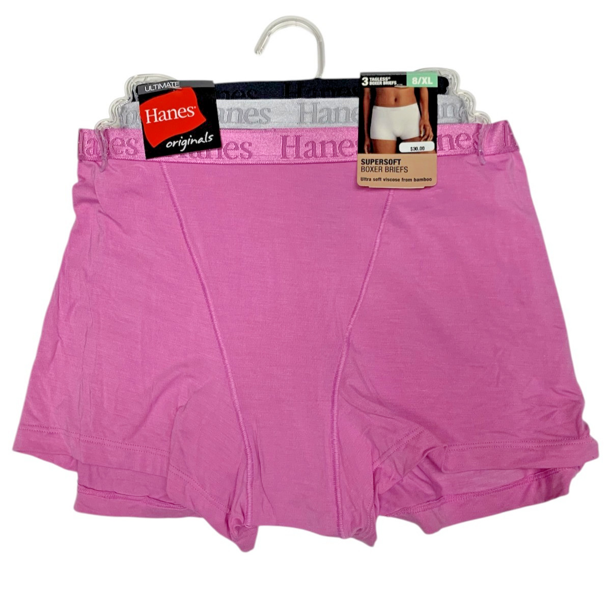 Hanes Women’s 3 Pack Ultra SuperSoft Boxer Briefs 46USHB