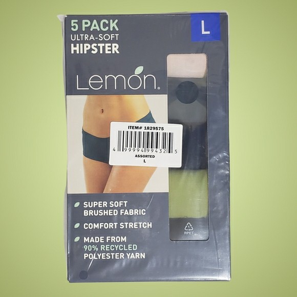 Lemon Ultra Soft Hipster Underwear Women Large 5 Pairs Stretch Super Soft NWT!