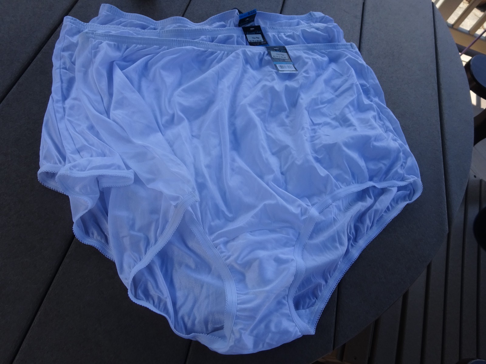 Vanity Fair Perfectly Yours Brief Star White Nylon Panties Sz 9 2XL 3 Pair