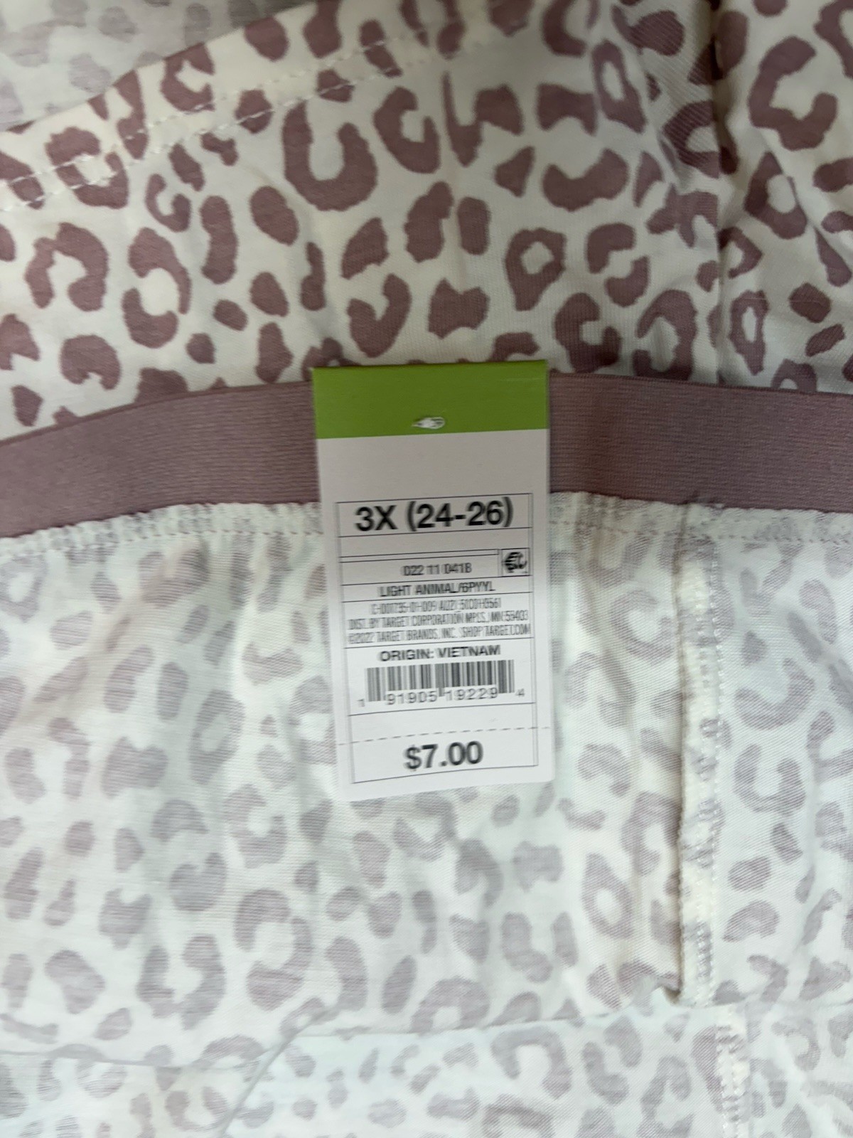 Auden Multi-Color Cotton Blend Boyshort Panty. Size: 3X (24-26).