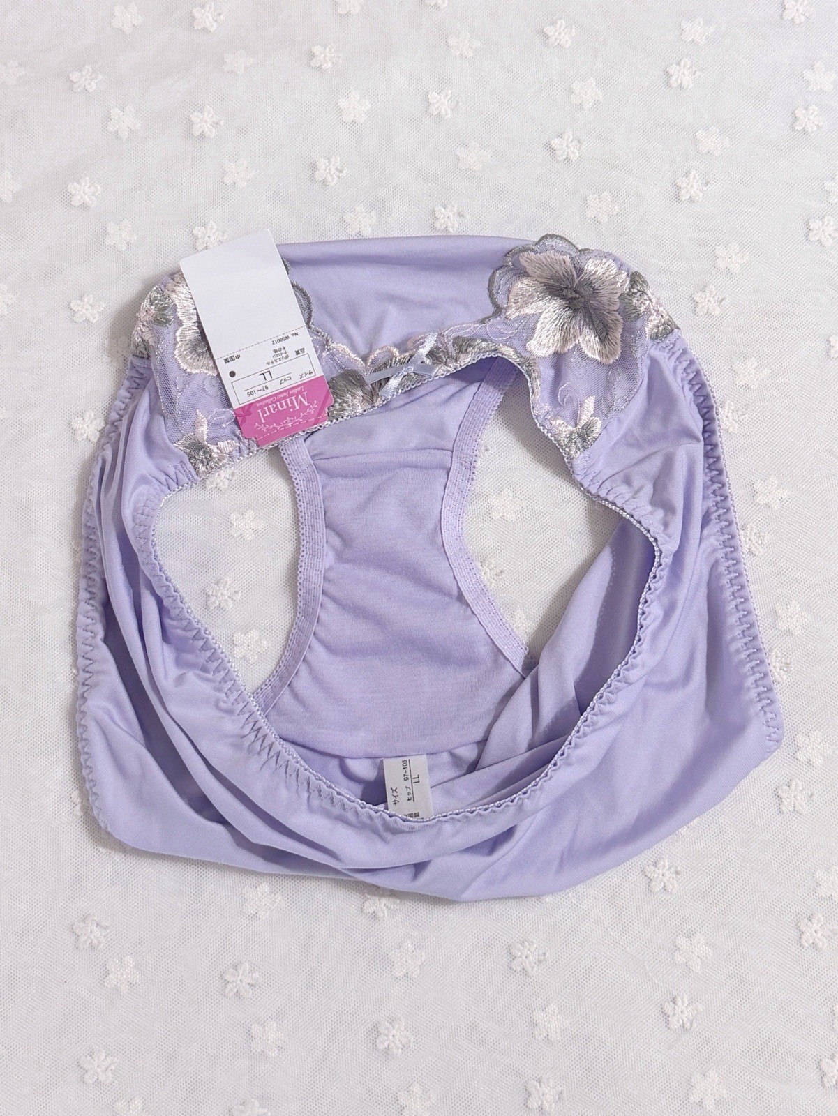 US-M/JP-LL Japanese Brand Classic Floral Embroidery Smooth Nylon Panties NWT