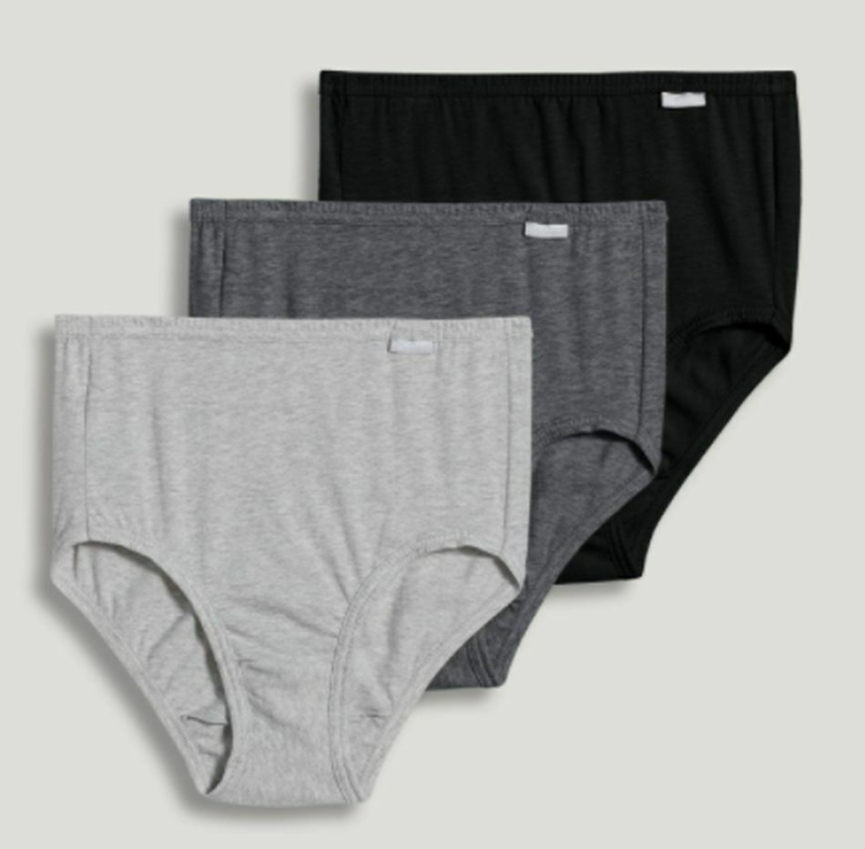 Women’s Jockey 3-Pack Briefs/Black -Gray Comfort 100% Cotton Classic